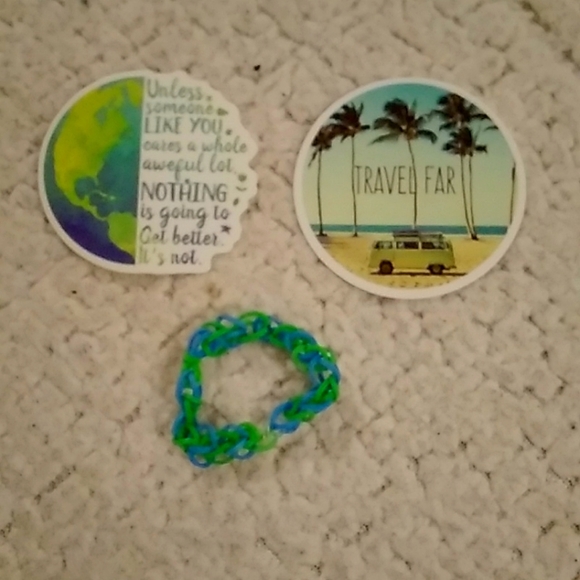 BOTUPDE Other - Earth sticker, Travel Far sticker, green and blue bracelet